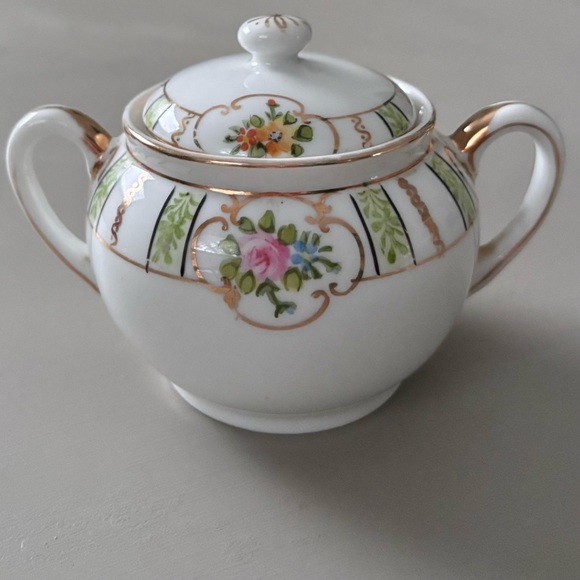 Nippon Rising Sun Porcelain Lidded Sugar Bowl Victorian Tea Accessories - Picture 3 of 8
